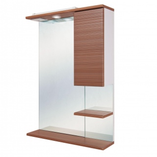 Шкаф-зеркало Onika Элита 60, штрокс коричневый, правый, с подсветкой